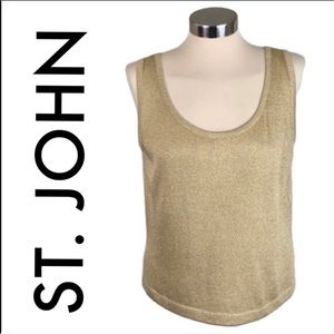 St. John Basics | Gold Metallic Knit Cropped Tank